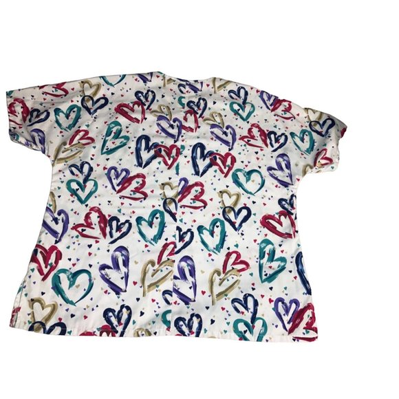 Cherokee Heartbeat Print V-Neck Scrub Top - Picture 6 of 10